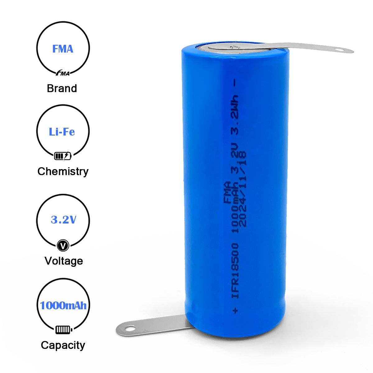 Rechargeable Li-Fe Battery LiFePO4 14500 (AA) 18500 18650 26650 3.2v 3-3.4Ah for Powertools Camera Razor LED Flashlight Cell