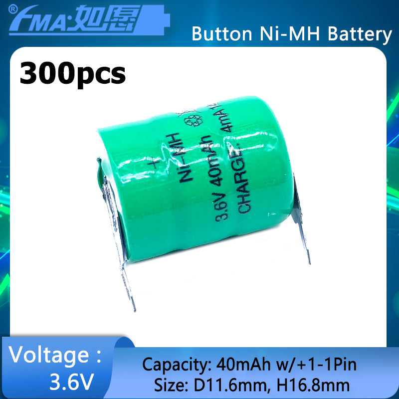 3.6V 40mAh Button Ni-MH Rechargeable Battery for PLC Controllers CNC Machines Data Power Supply