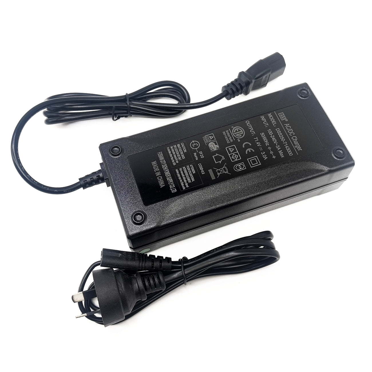 Smart Fast Charger 71.4V 3A for 60V 61.2V Li-ion Battery Pack (17S) | FMA Intelligent Charger