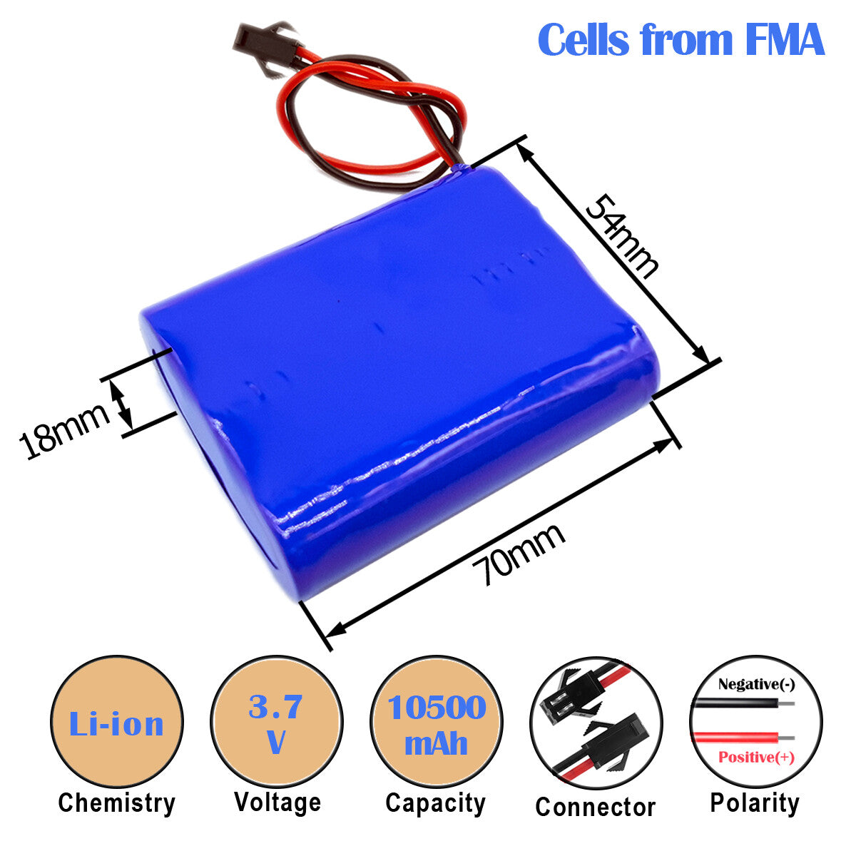 FMA 3.7V 6600–10500mAh Li-ion Rechargeable Battery for Mini Insulin Refrigerator | 1S PCM Protected