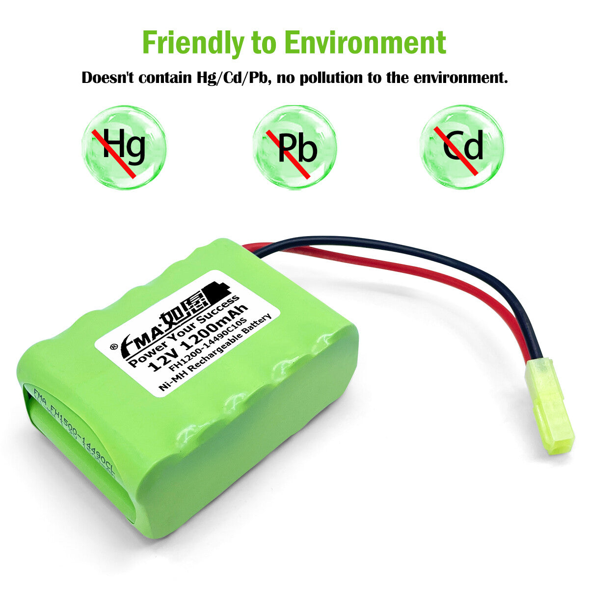 FMA Ni-MH 12V 0.6-2Ah Battery to Luminous Voice Model Toys Emergency Light