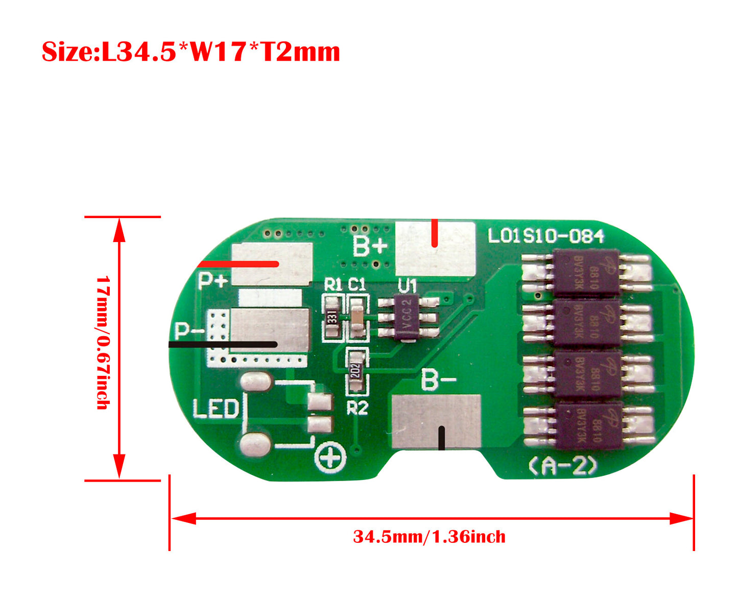 FMA 1S 3.6V 3.7V Li-ion Battery Protection Board BMS PCM 2A (100pcs Wholesale)
