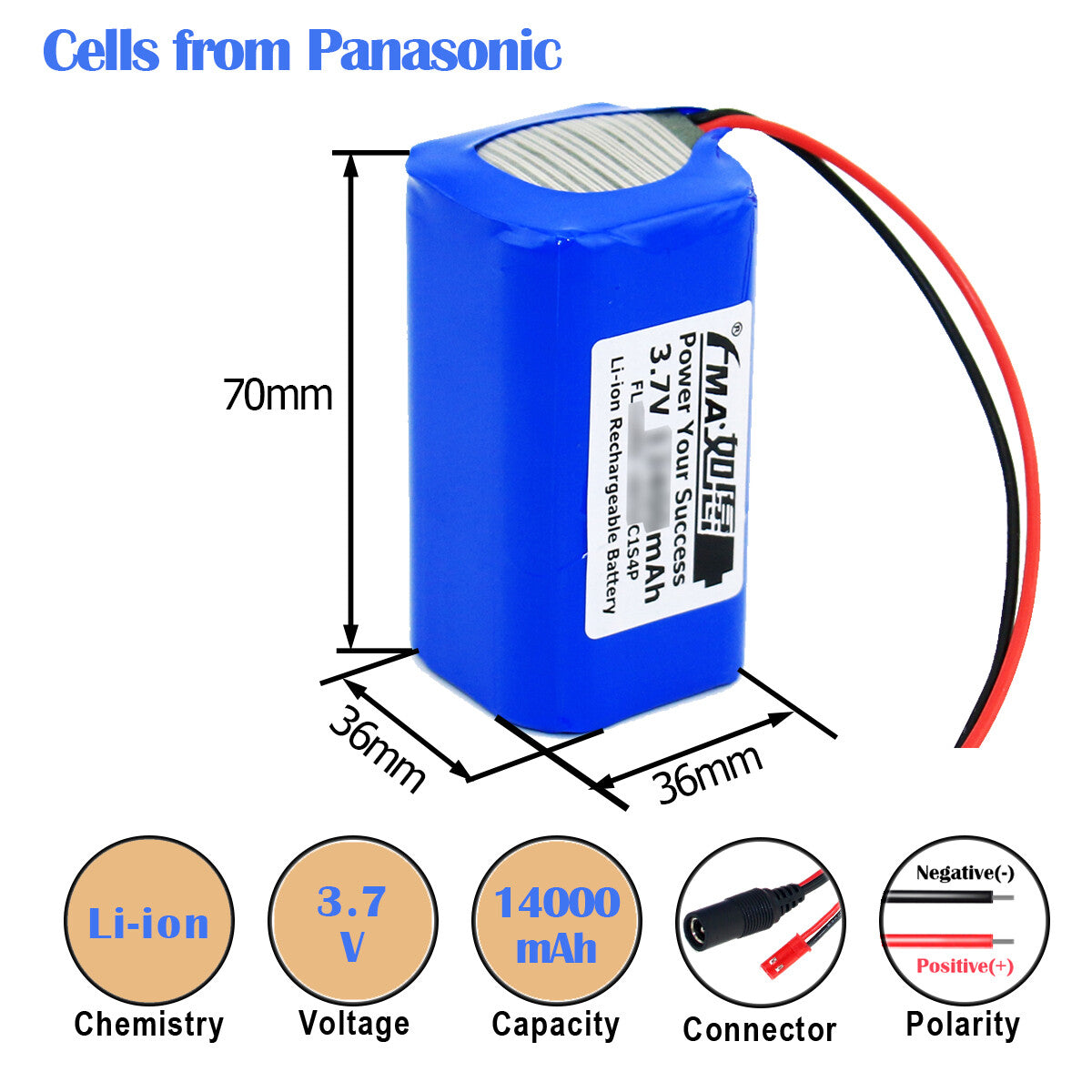 Li-ion Battery 3.7V 10.4-14Ah for Speaker GPS Arknav-35 Portable Camera Printer