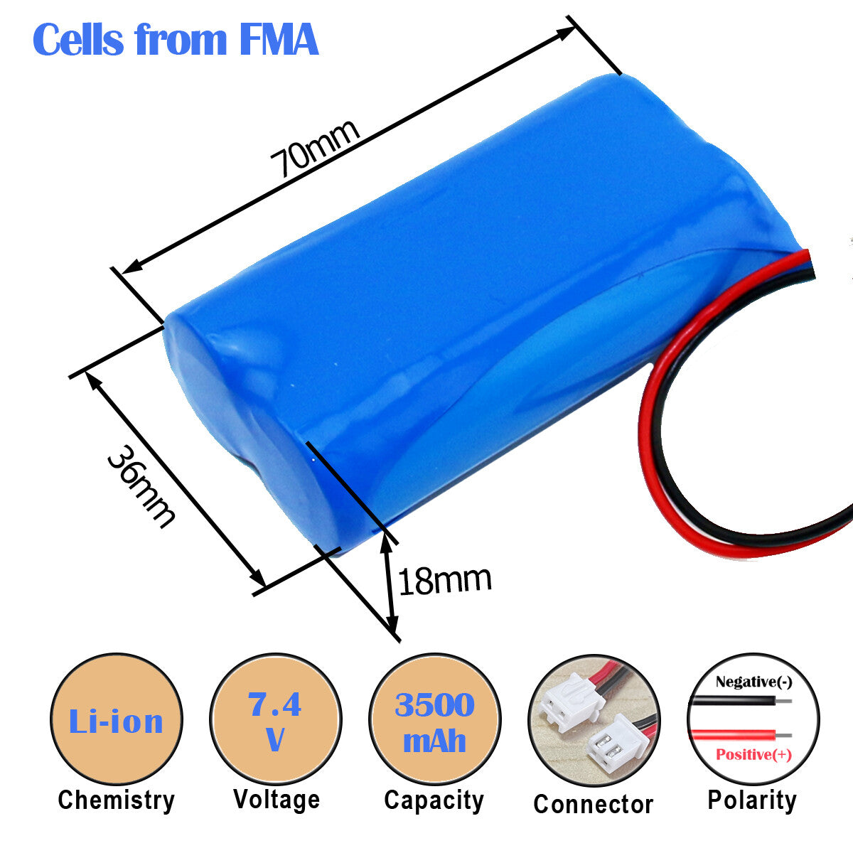 Protected 7.4V 2.2-3.5AH Li-ion Battery for Portable Speaker Megaphone Amplifier