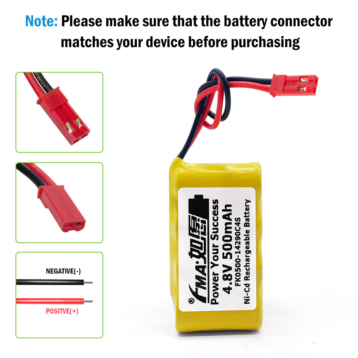 FMA 4.8V 500-700mAh Ni-MH Rechargeable Battery for Fishtank Glasss Robot