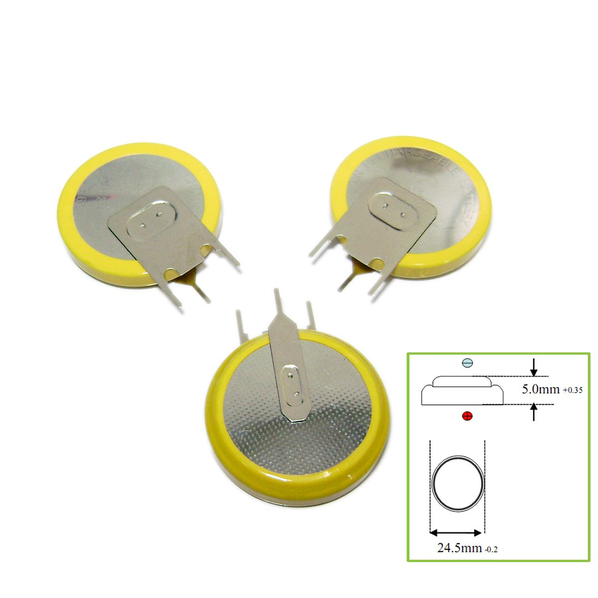3pcs Button Coin 3.6V Li-ion Rechargeable Battery LIR2430 LIR2450 LIR2477 CR24xx