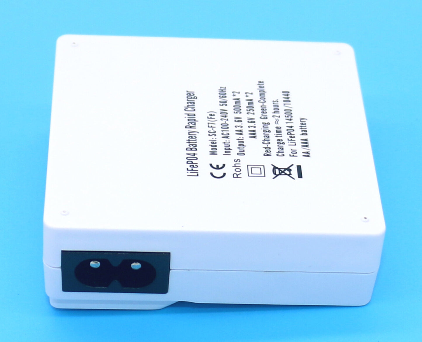 LiFePO4 Smart Charger 3.65v 250mA-500mA for 1-2 Li-Fe 3.2v AA 14500 AAA 10440