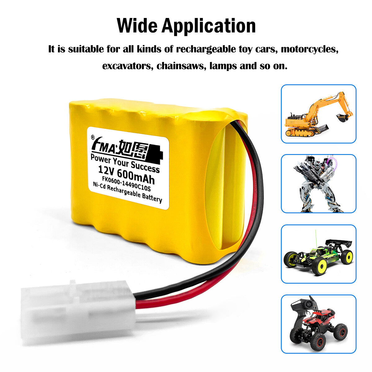 FMA Ni-MH 12V 0.6-2Ah Battery to Luminous Voice Model Toys Emergency Light