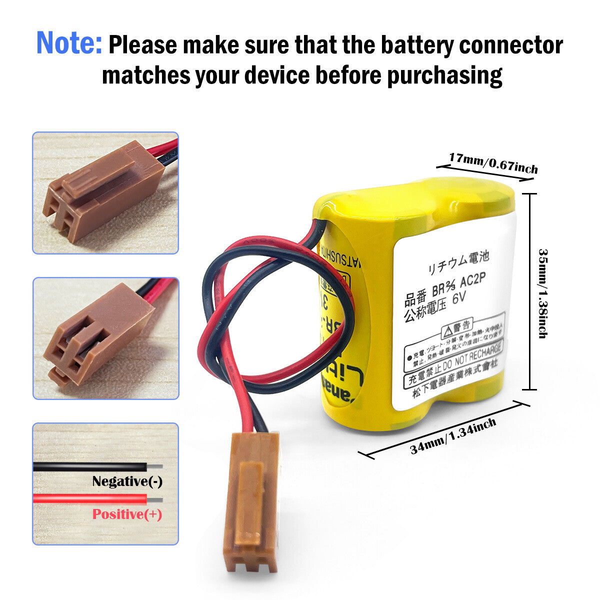 PLC Backup Power 6V Primary Battery BR2/3 AC2P BR-AGCF2W BR-2/3AGCT4A BR-CCF2TH