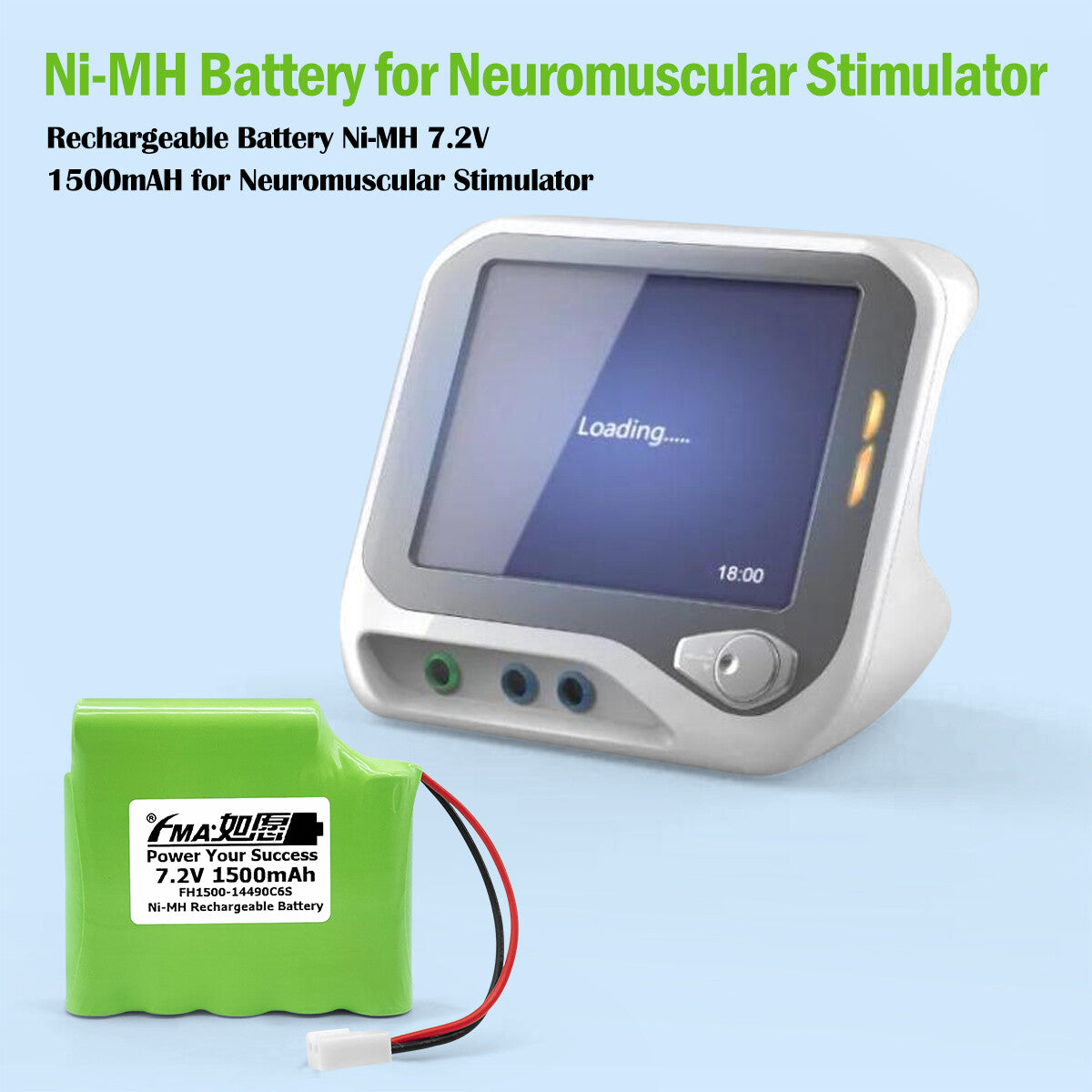 Neuromuscular Stimulator A1B DK7-088-0200 Globus MyStim 130AAM6GMX P/N: 300241 7.2v 0.6-2Ah Ni-Cd Ni-MH Battery