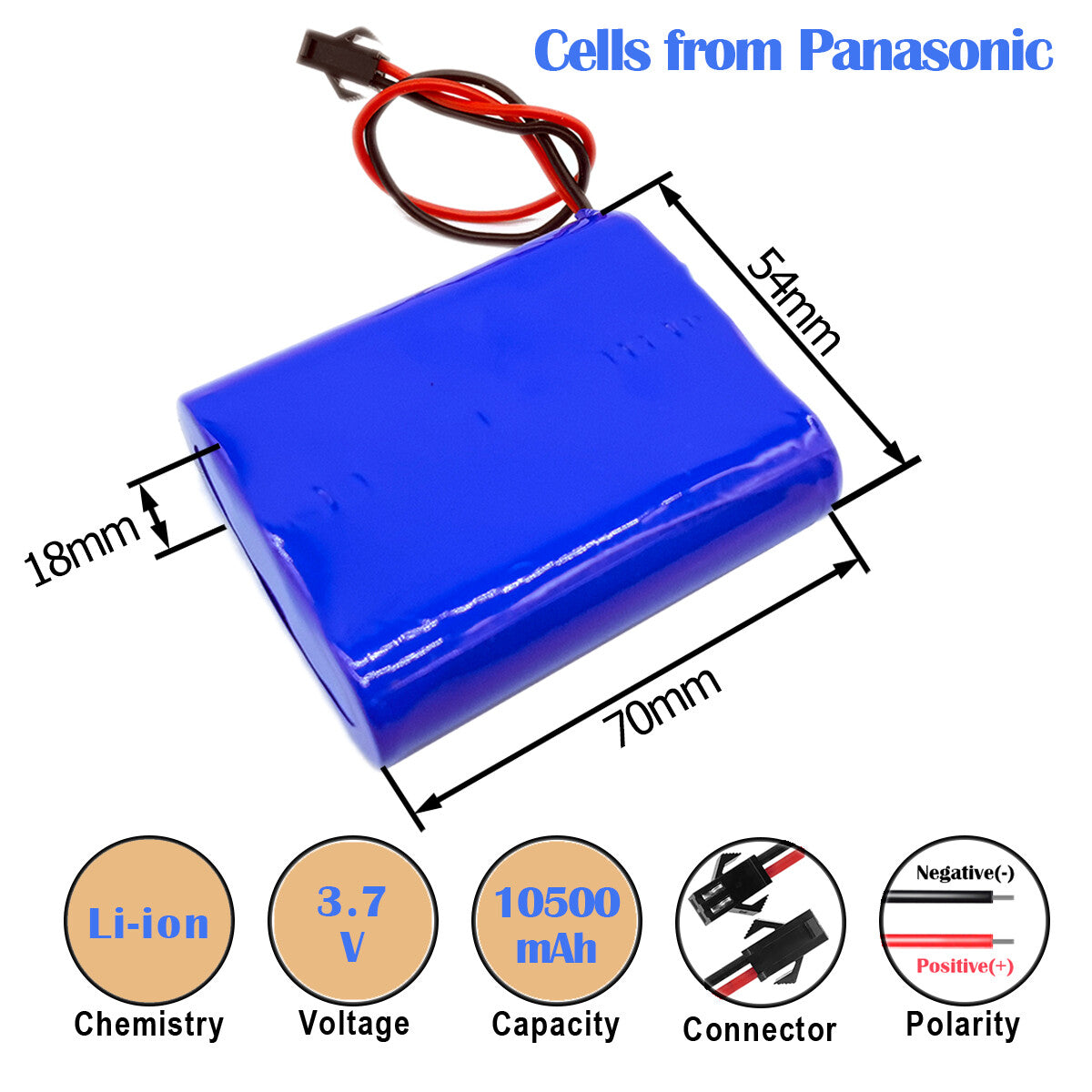 FMA 3.7V 6600–10500mAh Li-ion Rechargeable Battery for Mini Insulin Refrigerator | 1S PCM Protected