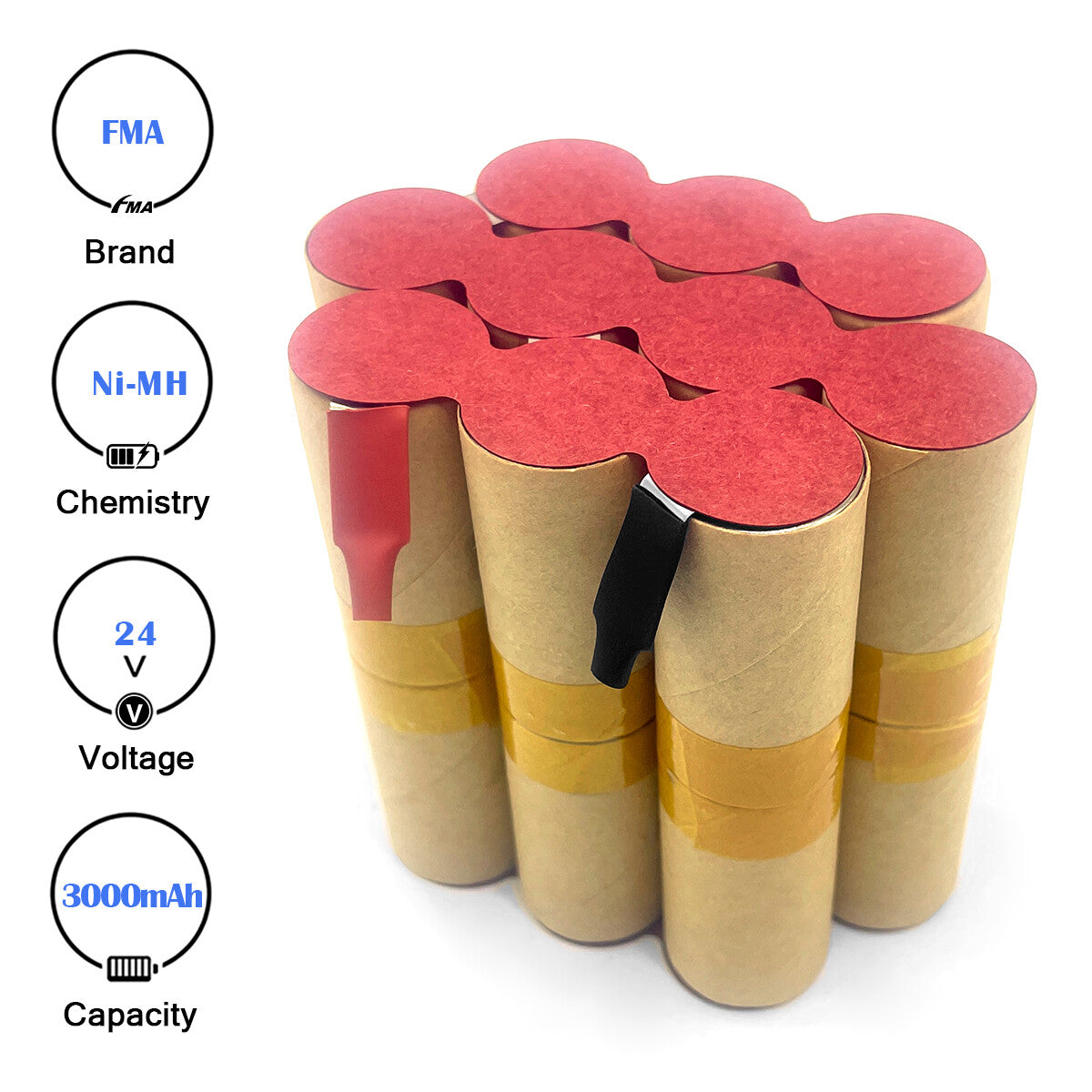 FMA 24V Ni-Cd/Ni-MH SC Battery Pack 1200-4000mAh for Power Tools - Rechargeable Replacement Battery