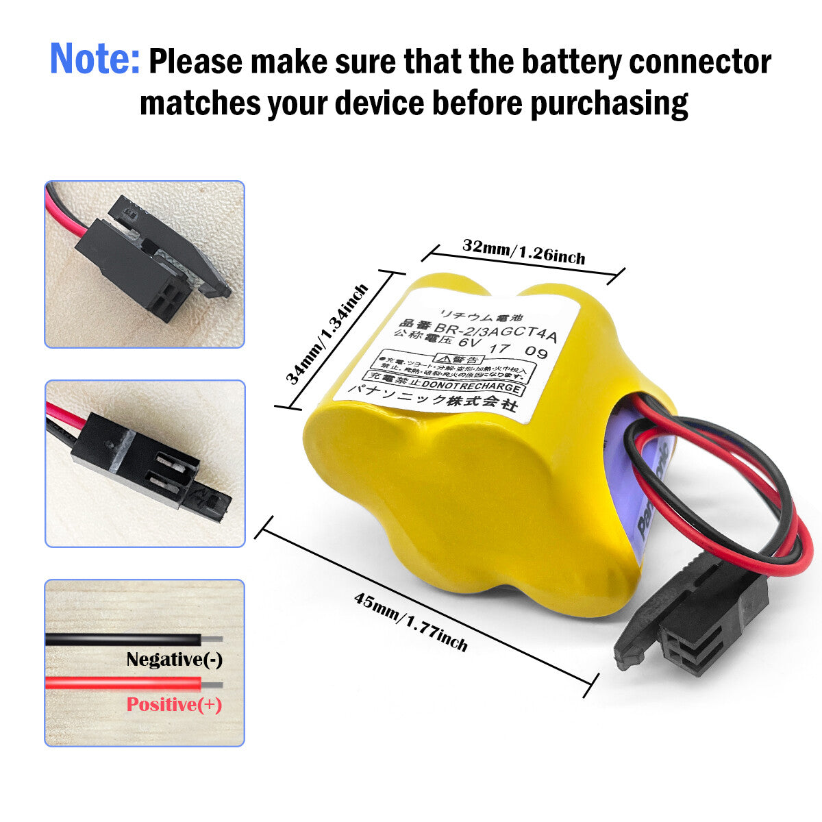PLC Backup Power 6V Primary Battery BR2/3 AC2P BR-AGCF2W BR-2/3AGCT4A BR-CCF2TH