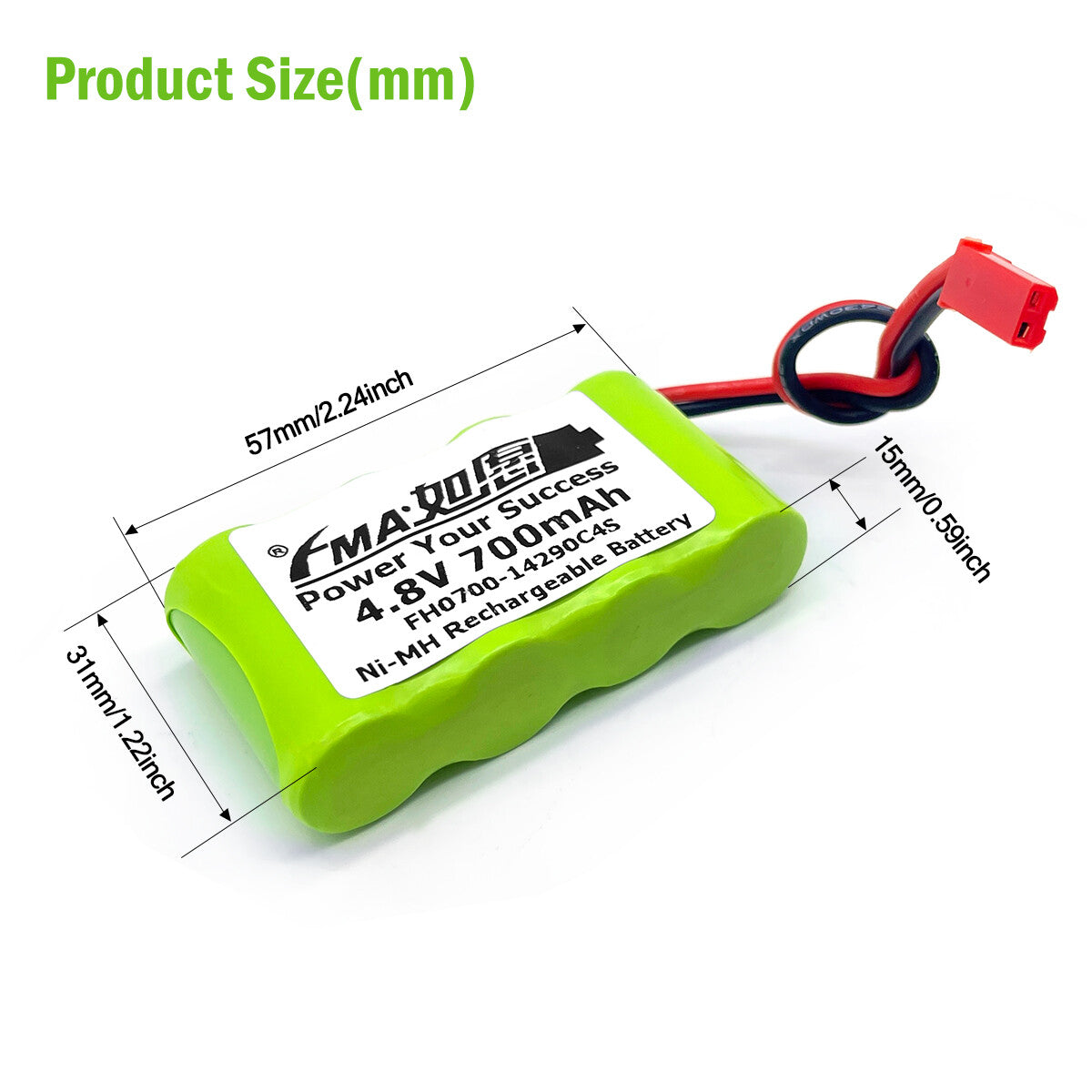 FMA 4.8V 500-700mAh Ni-MH Rechargeable Battery for Fishtank Glasss Robot