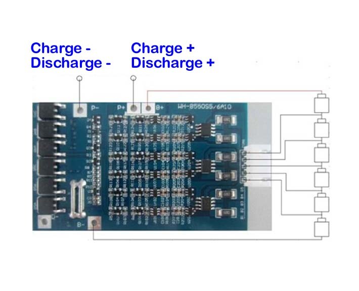 FMA 6S 21.6V 22.2V Li-ion Battery Protection Board BMS PCM 5A