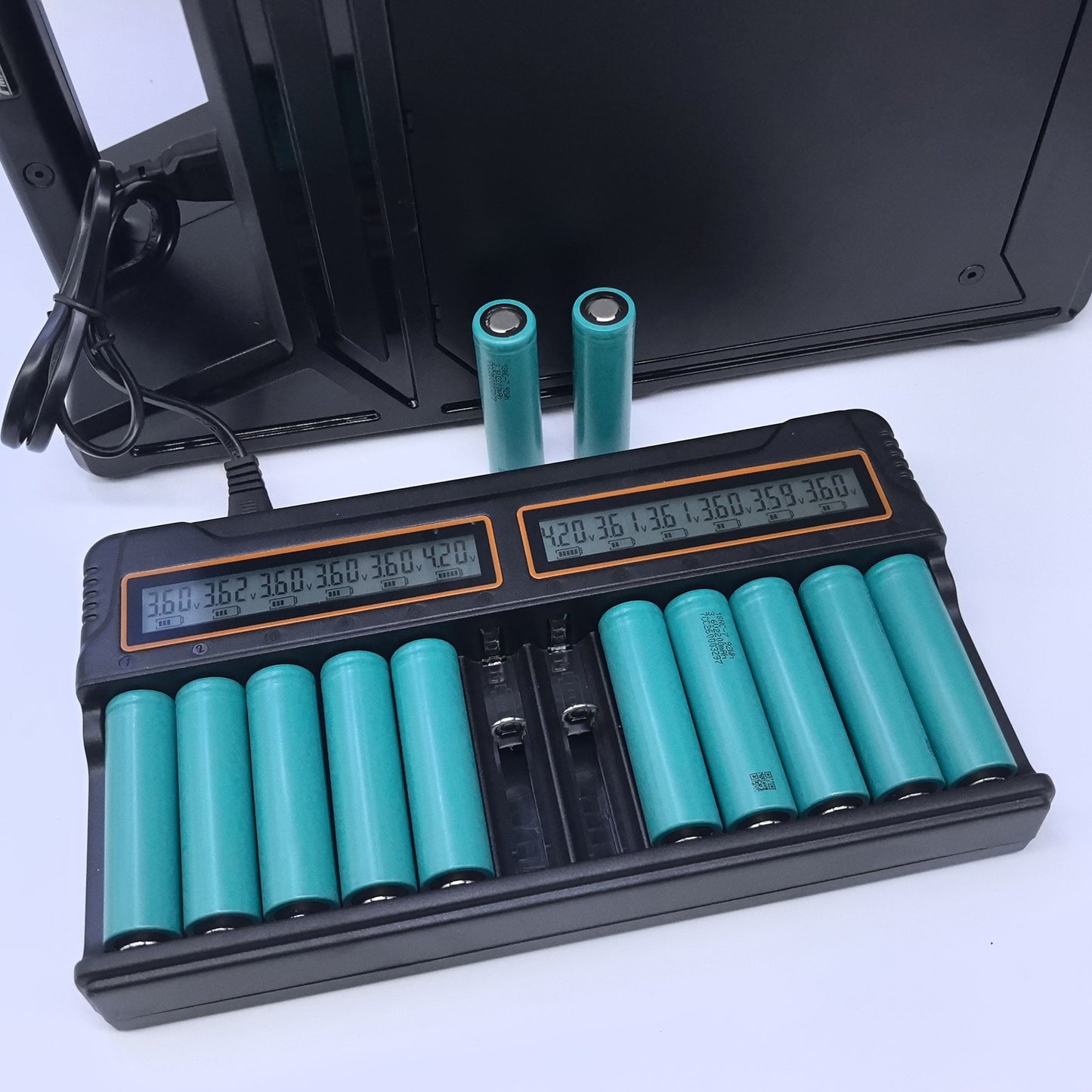 12-Slot Universal Battery Charger for 1.2V Ni-MH/Ni-Cd (A/AA/AAA) and 3.6V Li-ion (14500/16340/17670) Rechargeable Batteries