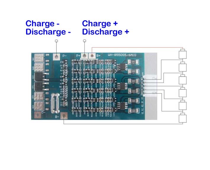 FMA 6S 21.6V 22.2V Li-ion Battery Protection Board BMS PCM 5A