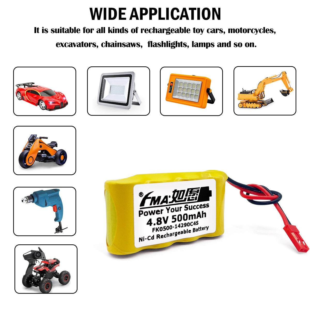 FMA 4.8V 500-700mAh Ni-MH Rechargeable Battery for Fishtank Glasss Robot