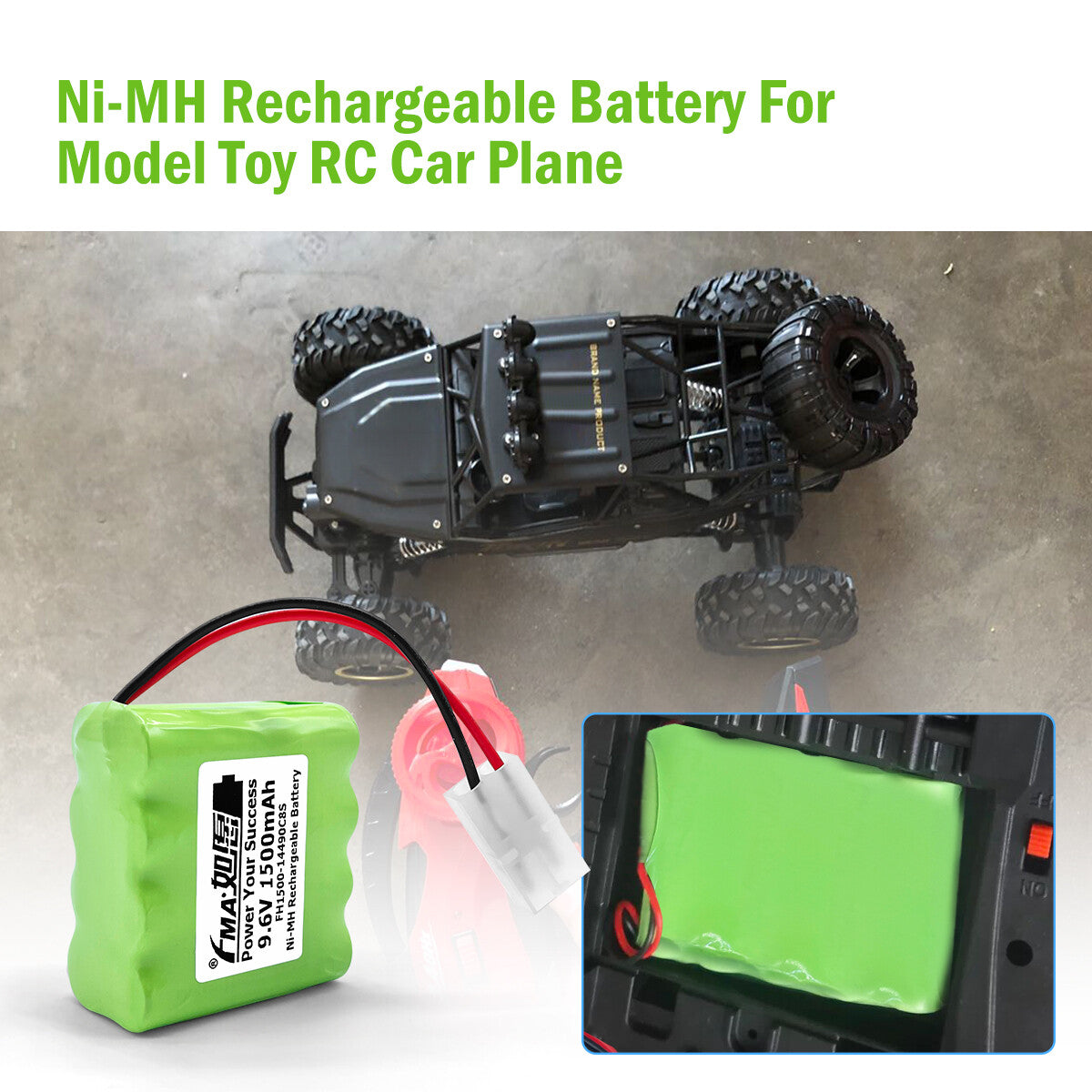 Ni-MH 9.6V 600-2000mAh Battery For Luminous Voice Model Toy RC Car Plane