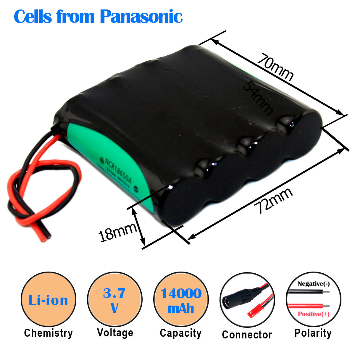 Li-ion Battery 3.7V 10.4-14Ah to Bluetooth Speaker Heating Warm Clothes 5V Power