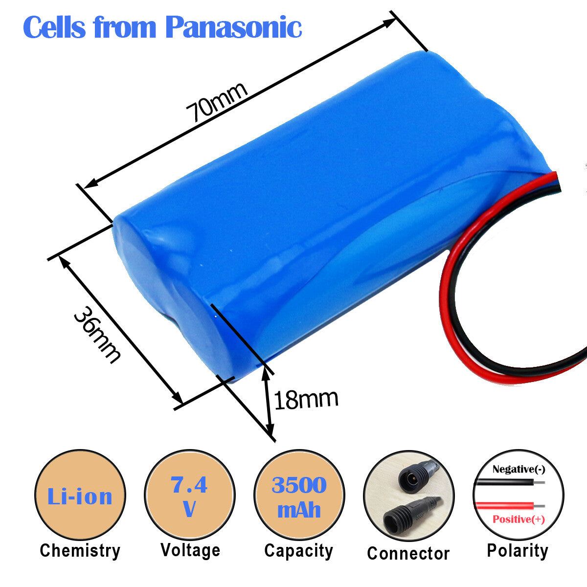 FMA Protected 7.4V 2.2-3.5AH Li-ion Battery for Magicshine Bike Light Headlight