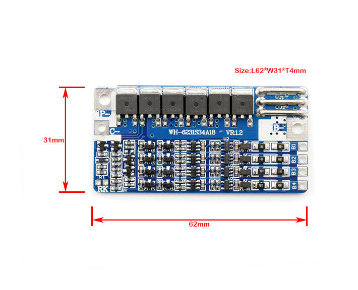 FMA 4S 14.4V 14.8V Li-ion Battery Protection Board BMS PCM 4A