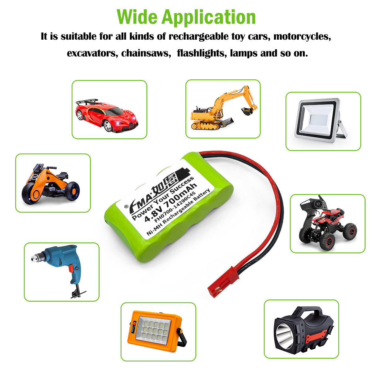 FMA 4.8V 500-700mAh Ni-MH Rechargeable Battery for Fishtank Glasss Robot