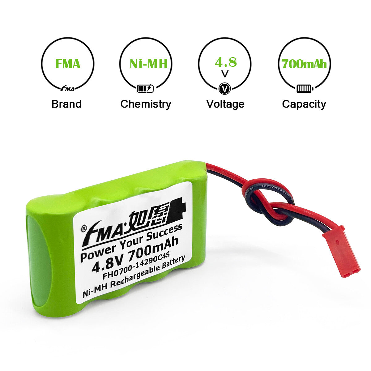 FMA 4.8V 500-700mAh Ni-MH Rechargeable Battery for Fishtank Glasss Robot