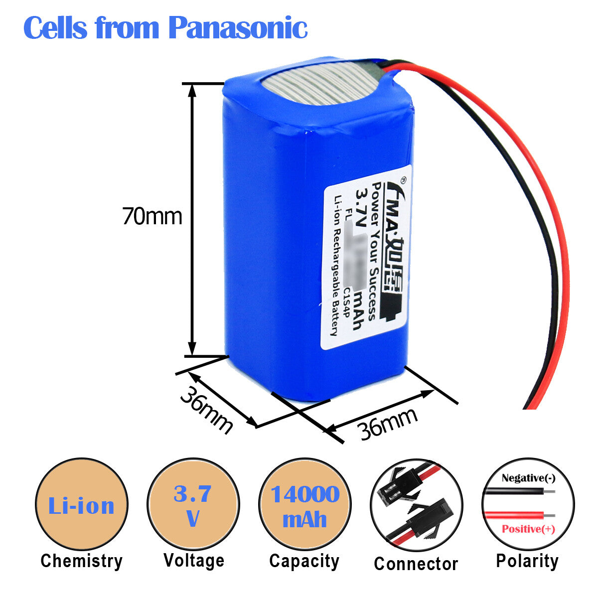 Li-ion Battery 3.7V 10.4-14Ah for Speaker GPS Arknav-35 Portable Camera Printer