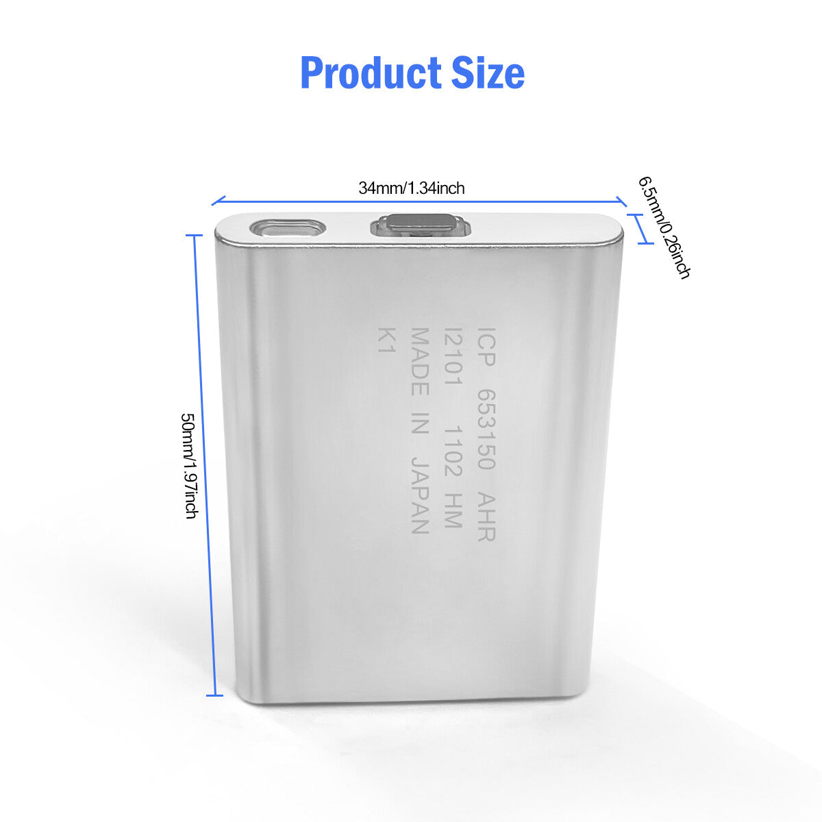 2pcs Square 553450 103450 3.7V Li-ion Battery for Mobile phone MP4 Radio cell