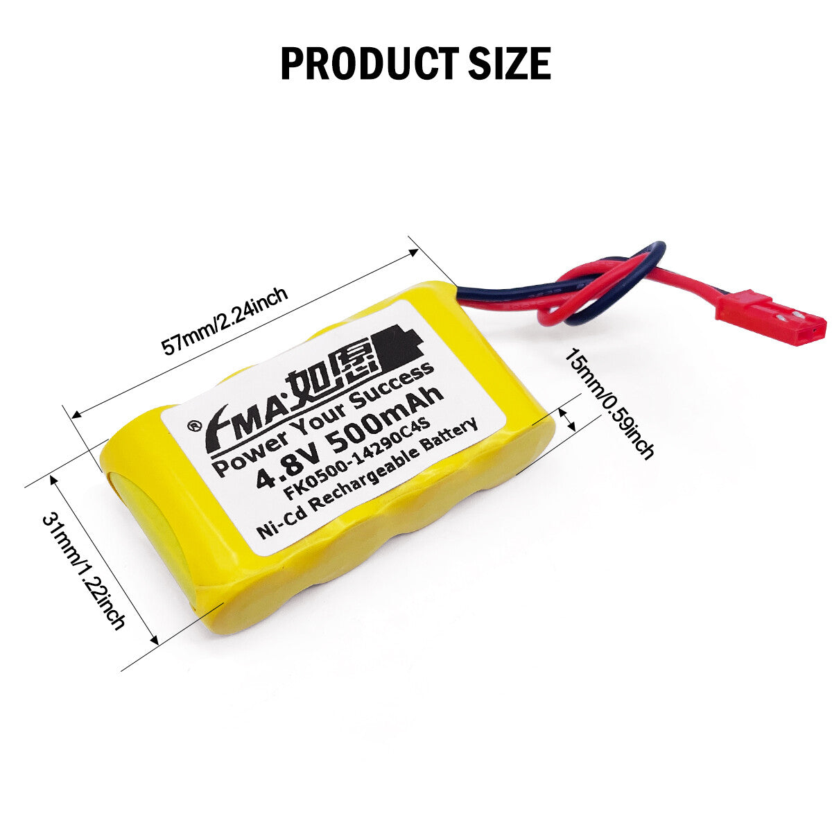 FMA 4.8V 500-700mAh Ni-MH Rechargeable Battery for Fishtank Glasss Robot