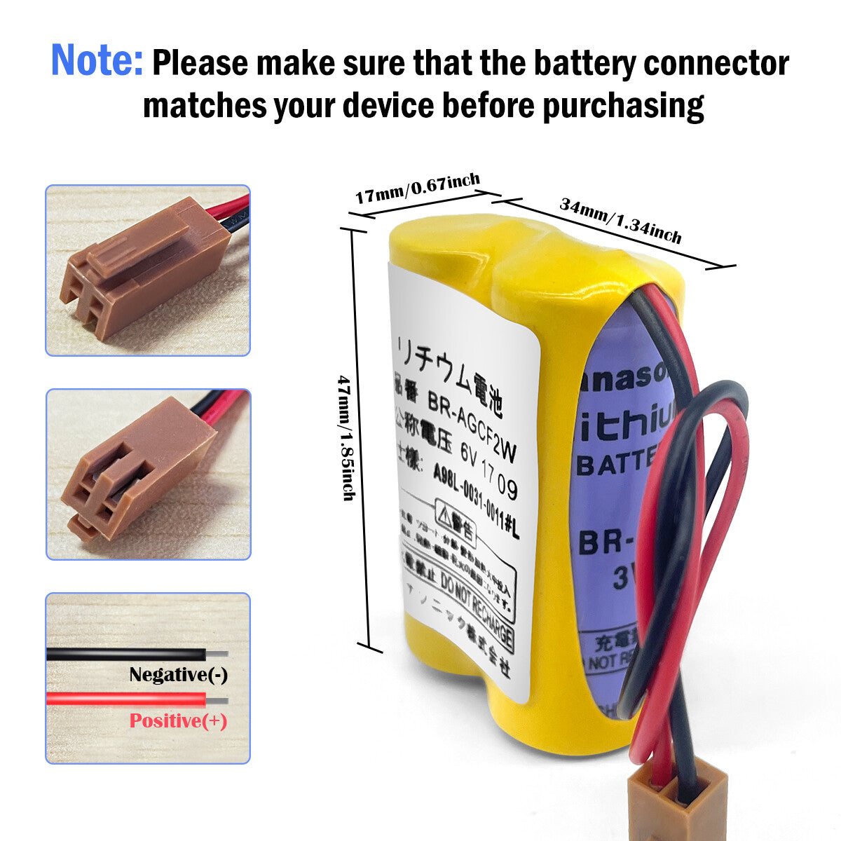 PLC Backup Power 6V Primary Battery BR2/3 AC2P BR-AGCF2W BR-2/3AGCT4A BR-CCF2TH