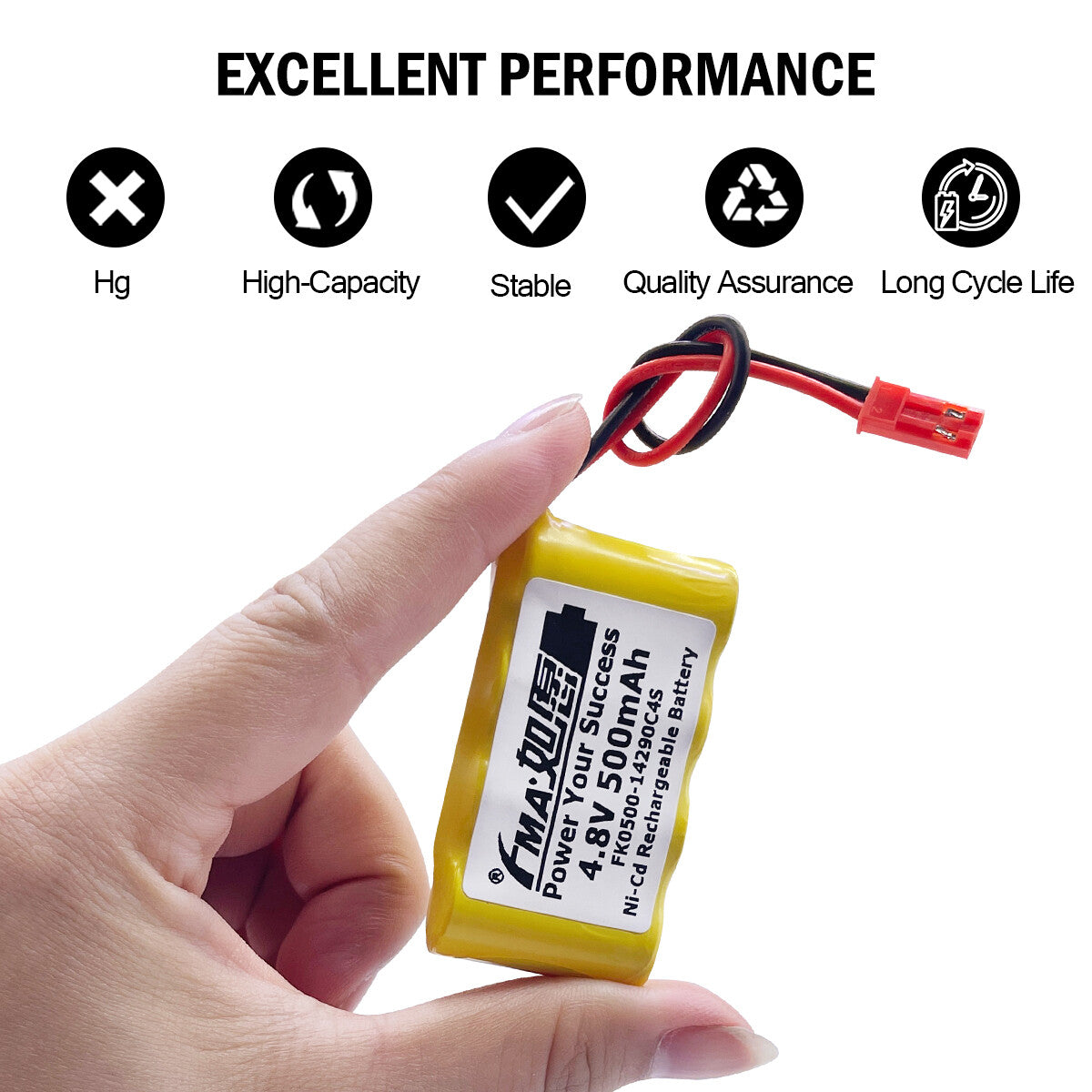 FMA 4.8V 500-700mAh Ni-MH Rechargeable Battery for Fishtank Glasss Robot