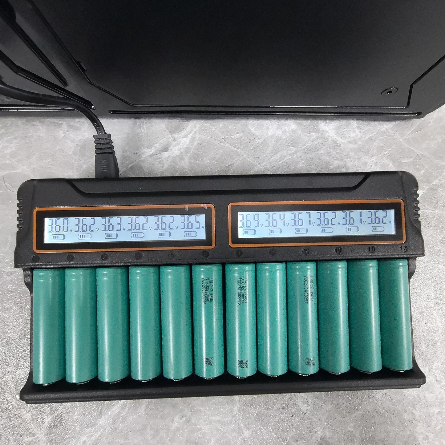 12-Slot Universal Battery Charger for 1.2V Ni-MH/Ni-Cd (A/AA/AAA) and 3.6V Li-ion (14500/16340/17670) Rechargeable Batteries