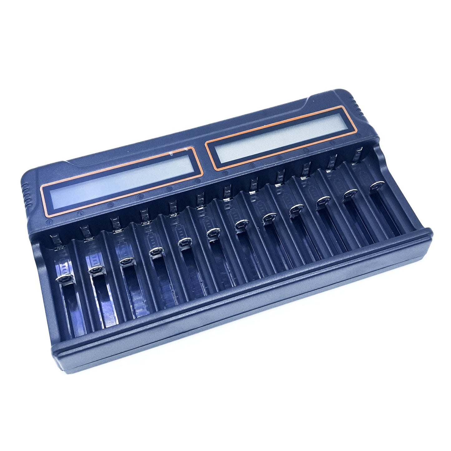 12-Slot Universal Battery Charger for 1.2V Ni-MH/Ni-Cd (A/AA/AAA) and 3.6V Li-ion (14500/16340/17670) Rechargeable Batteries