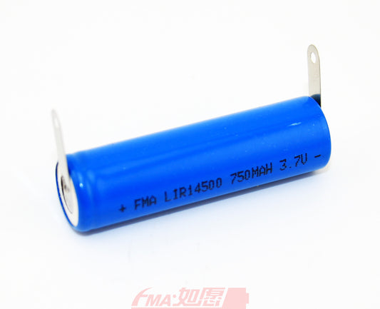 FMA 3.7V Li-ion Rechargeable Battery with Solder Tabs 14500 750mAh / 16650 2000-2500mAh / 18500 2040mAh (2pcs)