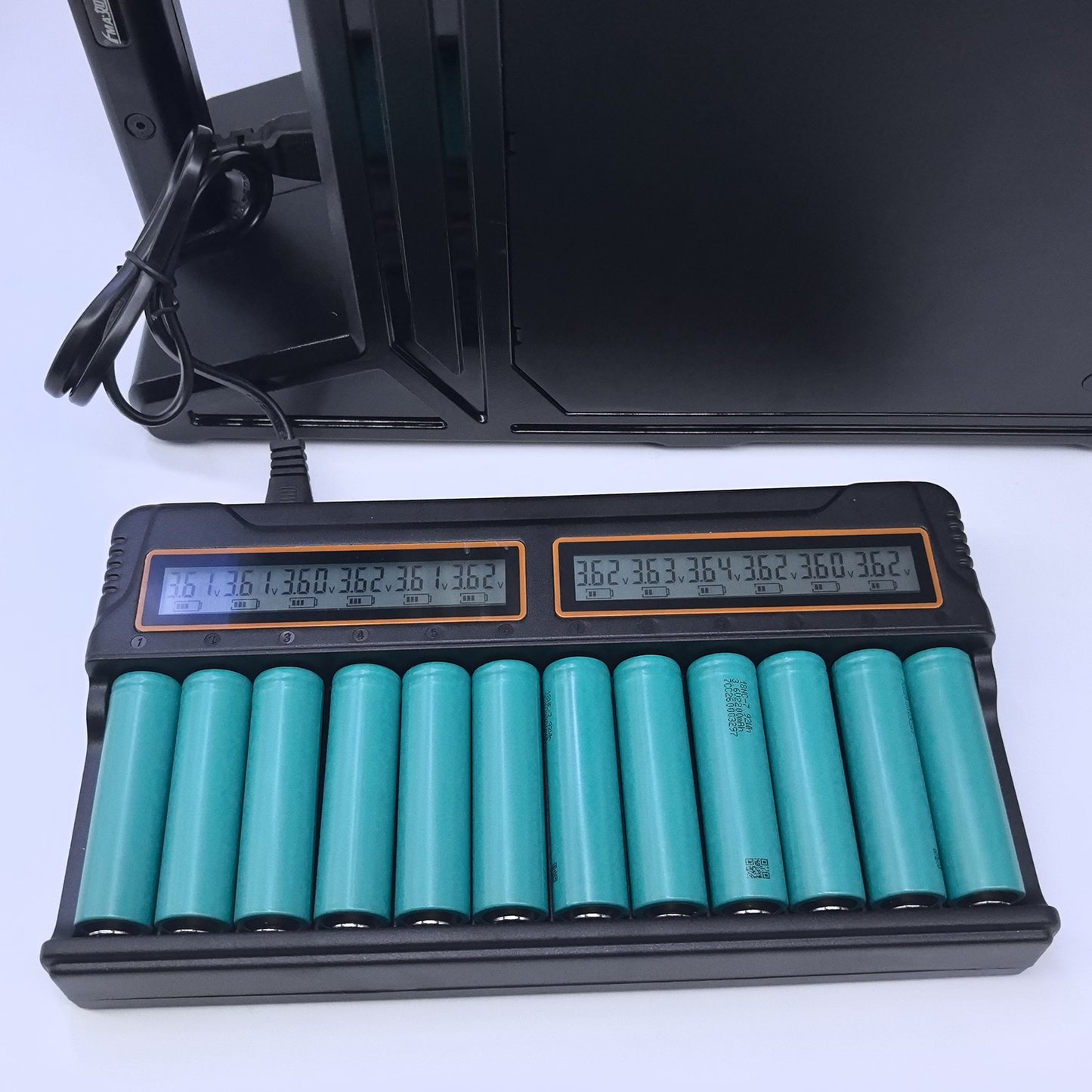 12-Slot Universal Battery Charger for 1.2V Ni-MH/Ni-Cd (A/AA/AAA) and 3.6V Li-ion (14500/16340/17670) Rechargeable Batteries