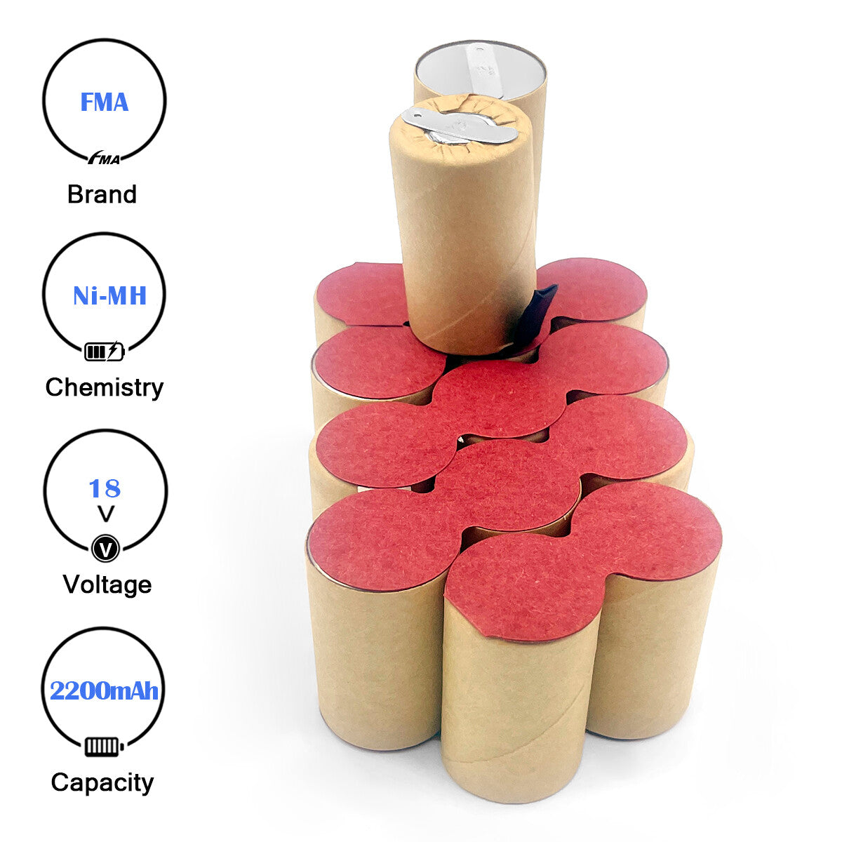 FMA 18V 1.2-2.2Ah Ni-MH Battery for Power Tools Drill Electric Screwdriver