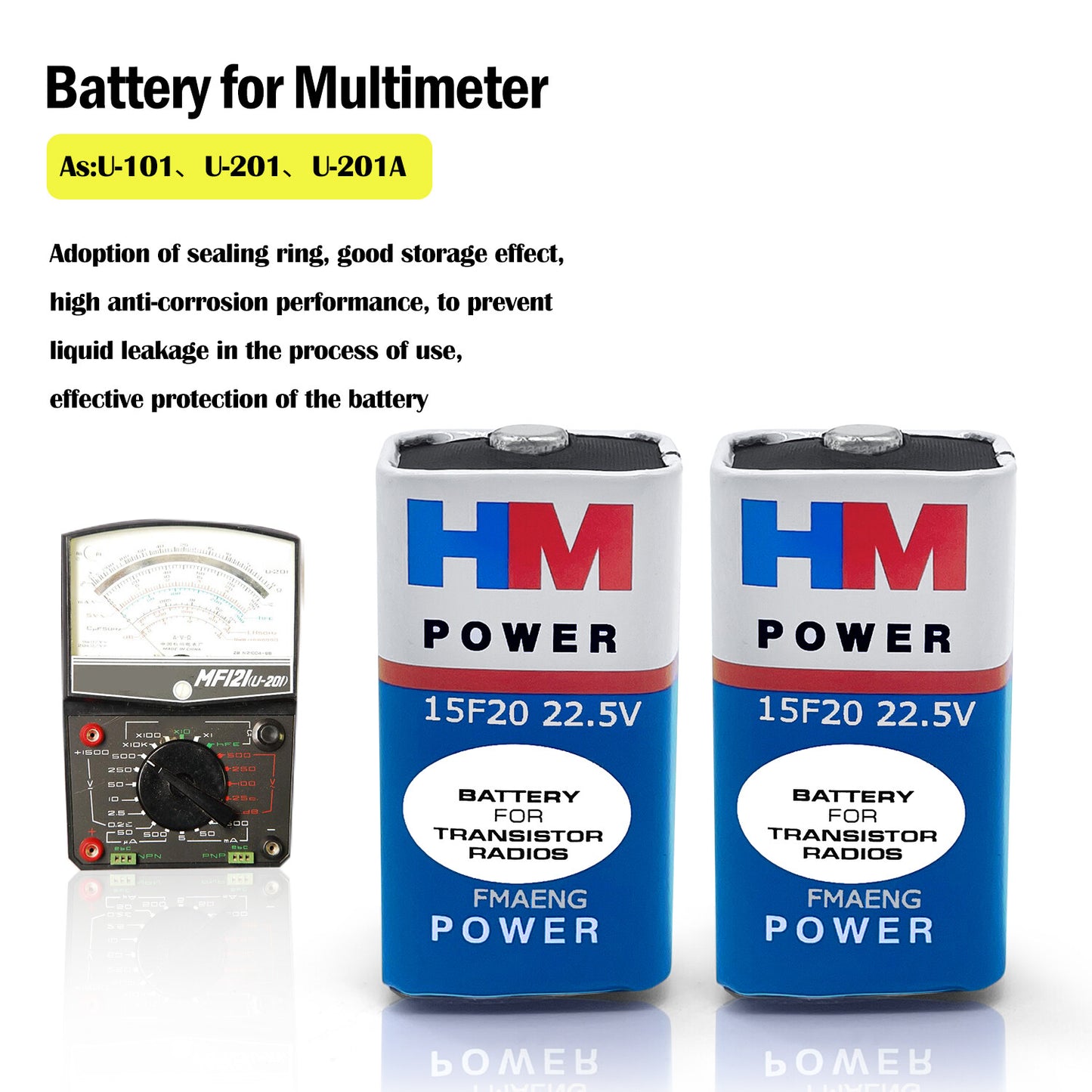 2pcs Voltage Multi-meter Remote Control 6V 4F22 15V 10F20 22.5V 15F20 Primary Battery