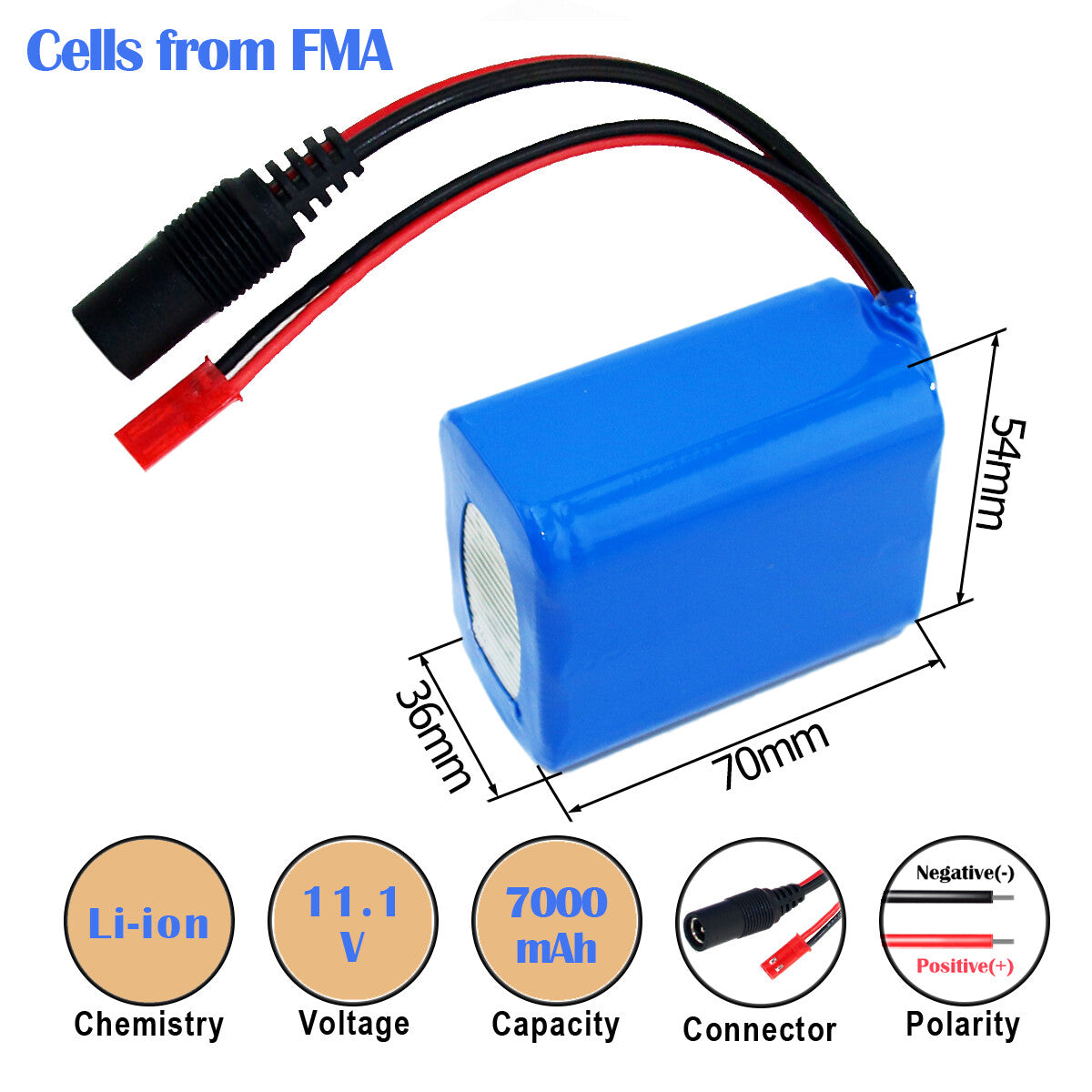 FMA Protected 11.1v 5.2-7Ah Li-ion Battery for Portable Video Camera Cam Monitor