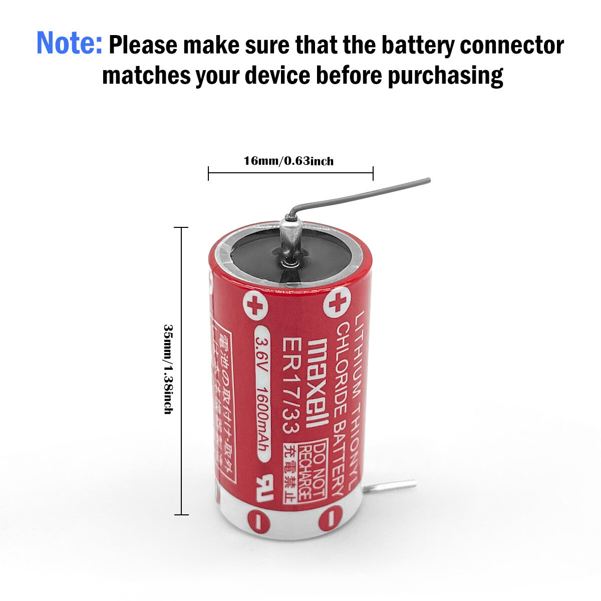 3.6V Primary Lithium Battery ER6C (AA Size) / ER17/33 (ER17335) for CNC PLC Data Backup