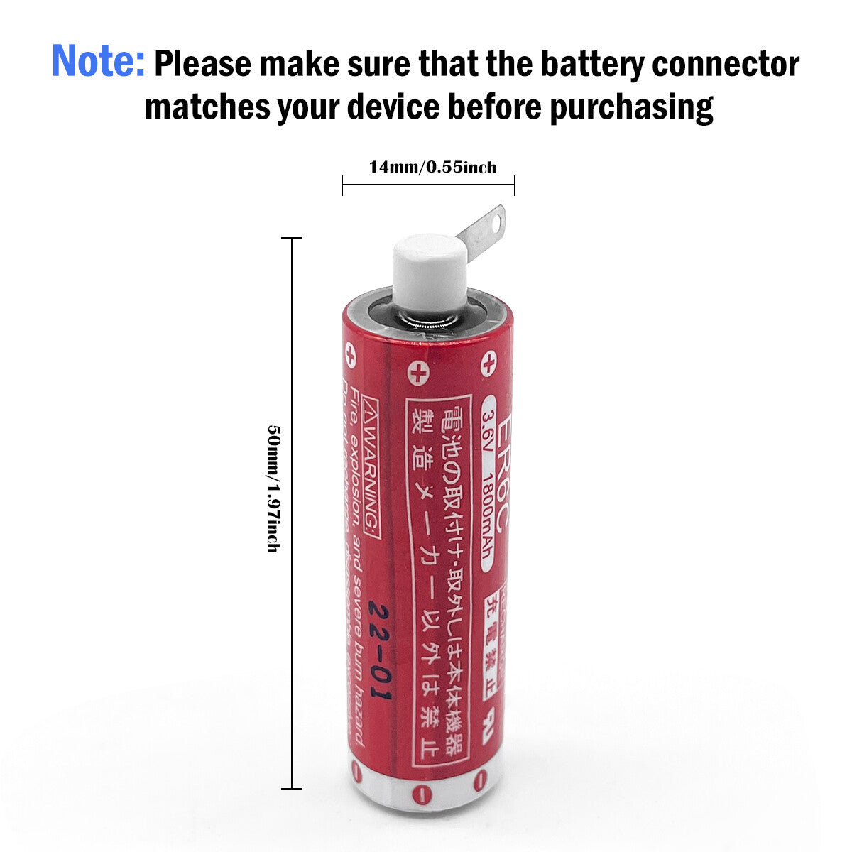 3.6V Primary Lithium Battery ER6C (AA Size) / ER17/33 (ER17335) for CNC PLC Data Backup