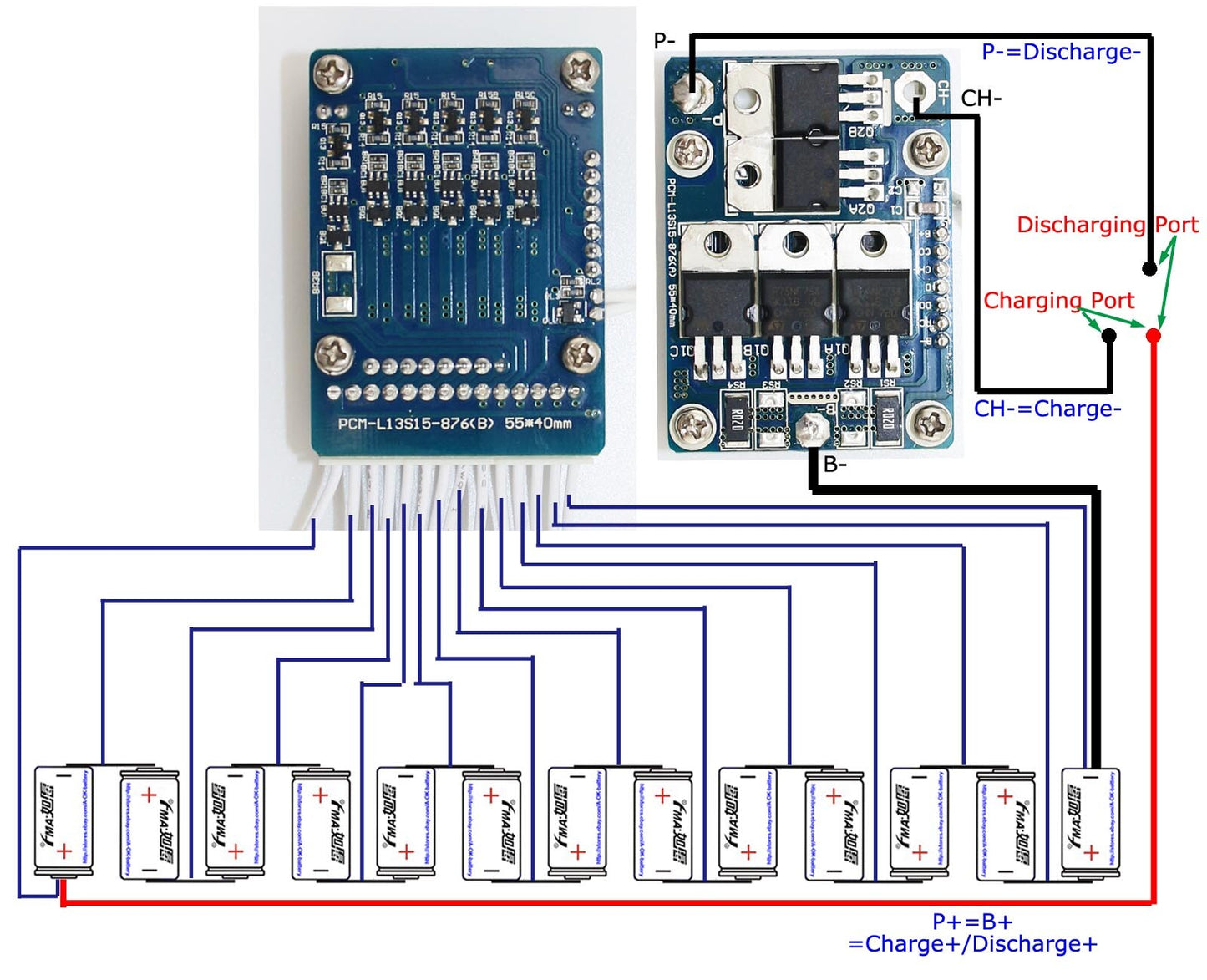 FMA 13S 46.8V 48V Li-ion Li-Po Battery Protect Circuit Management Board PCM BMS