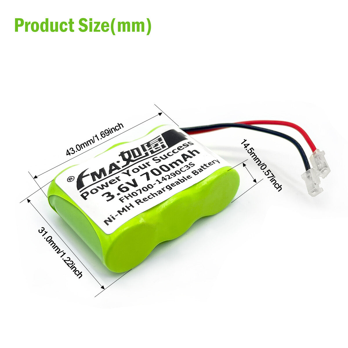 FMA Cordless phone Elton FR300 FRX3 Emergency Radio 3.6V Ni-MH Ni-Cd 500-700mAh Rechargeable Battery