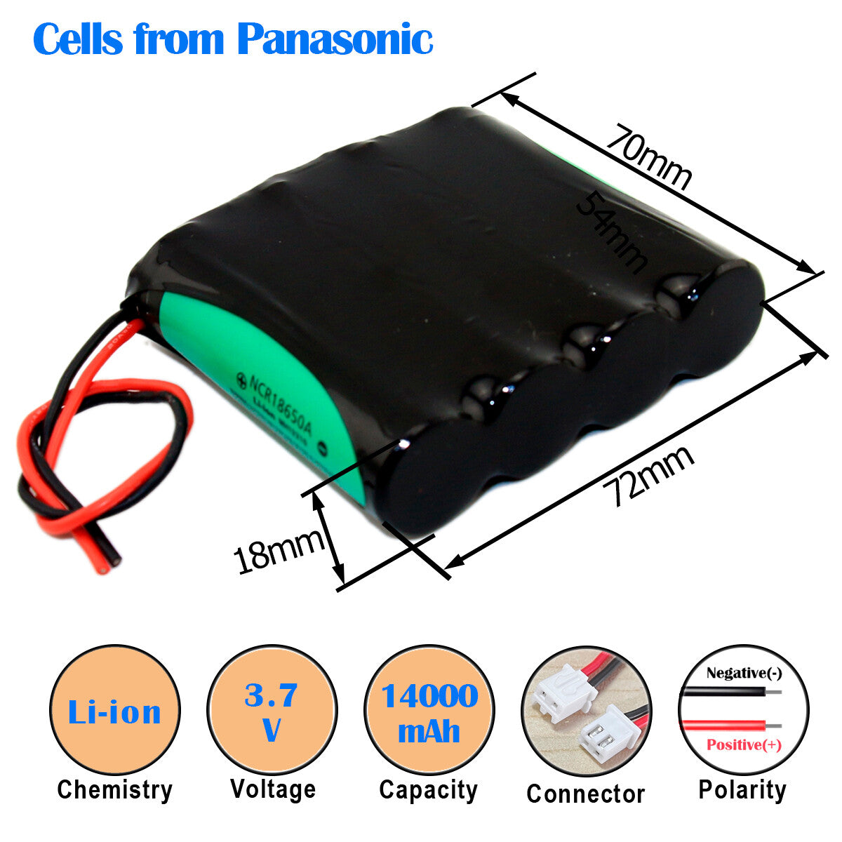 Li-ion Battery 3.7V 10.4-14Ah to Bluetooth Speaker Heating Warm Clothes 5V Power