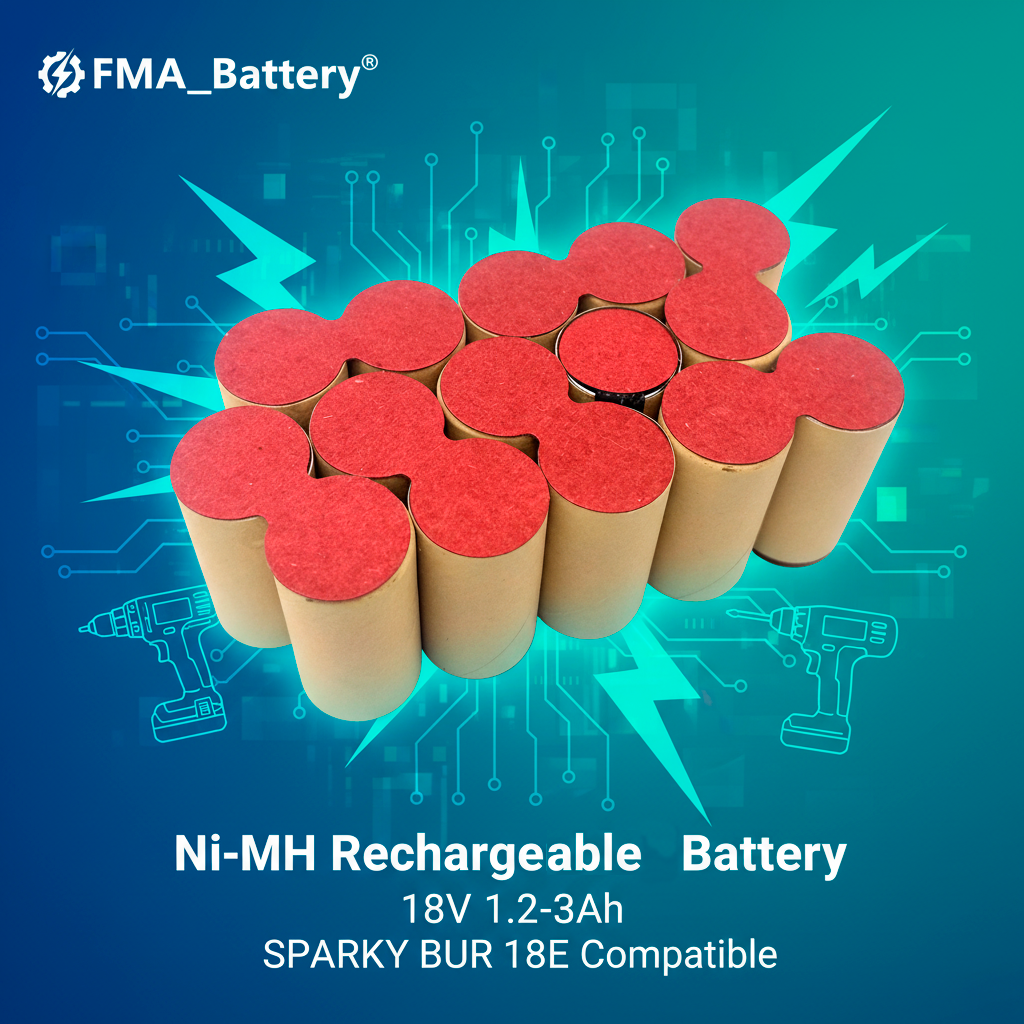 18V 1.2-3Ah Ni-Cd/Ni-MH Rechargeable Battery for SPARKY BUR 18E Power Tools & Cordless Drill