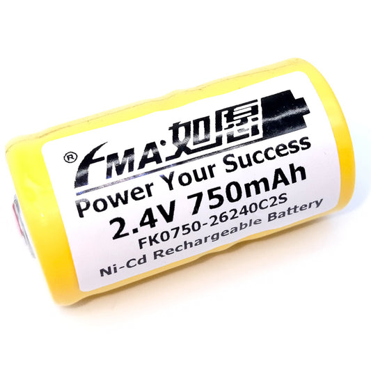 2.4V/3.6V 750mAh Ni-Cd 1/2C Rechargeable Battery with Tabs for Flashlight & E-Torch