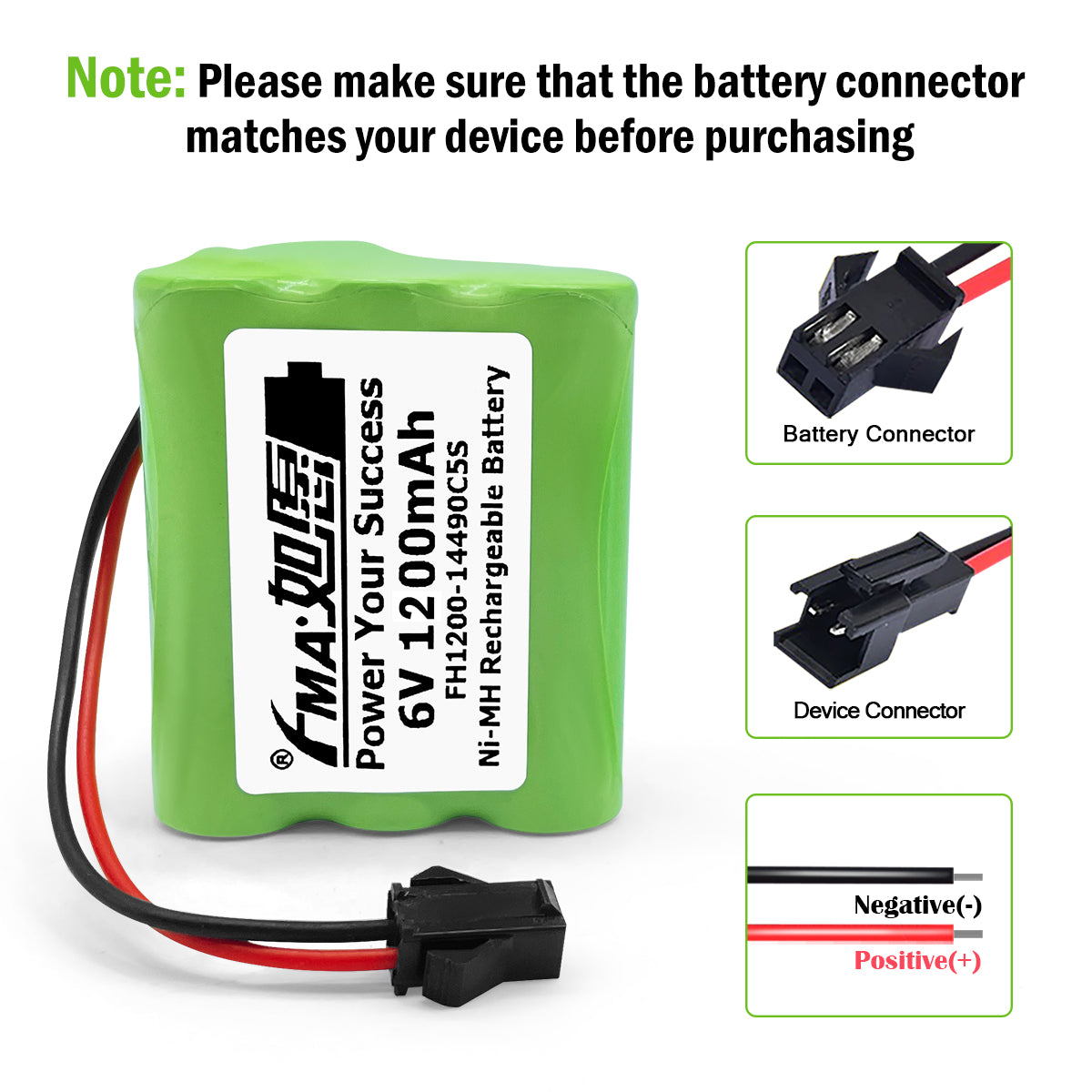 FMA Ni-MH 6V 0.6-2 Ah Battery for 80 LED Solar Sports Light Backup Power Supply