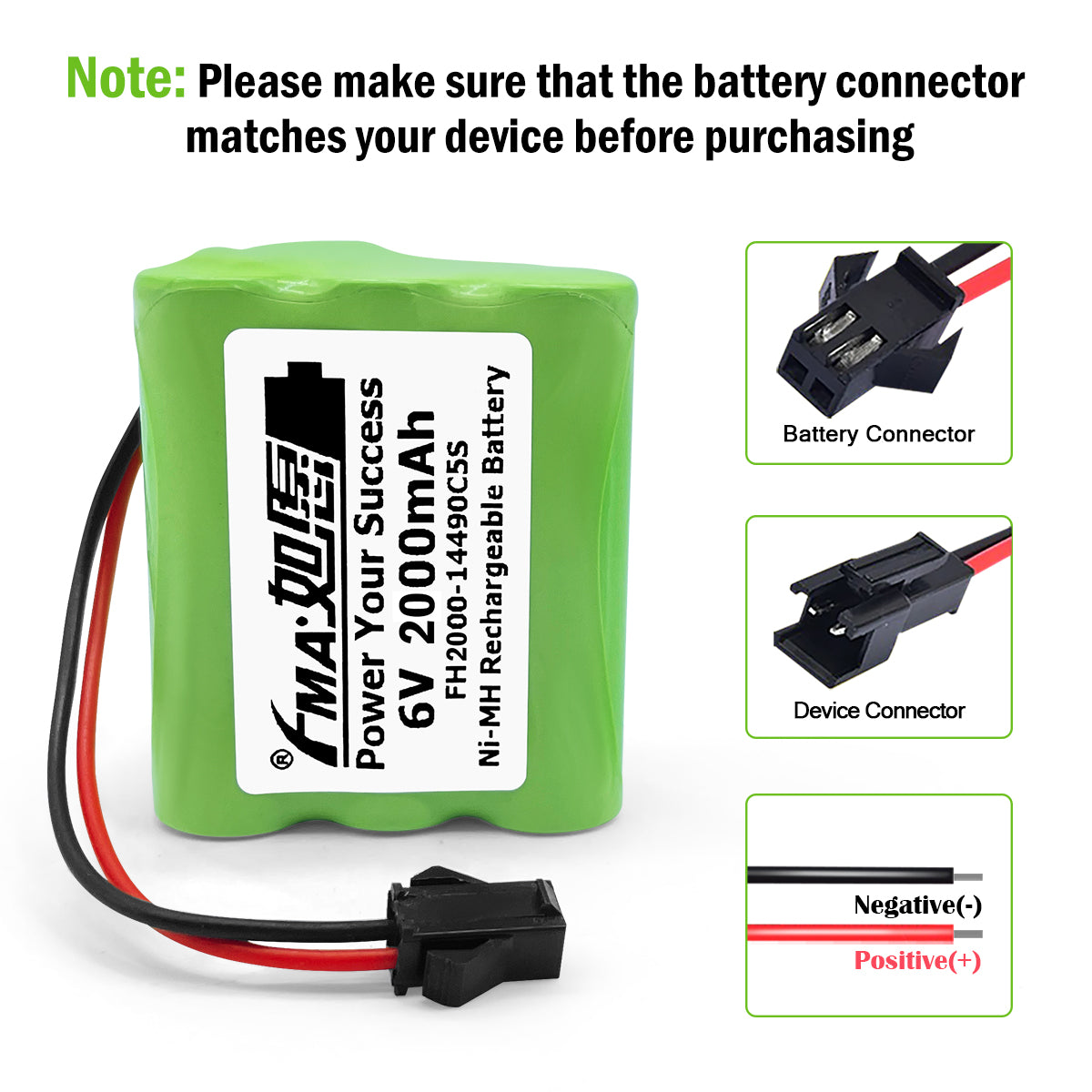 FMA Ni-MH 6V 0.6-2 Ah Battery for 80 LED Solar Sports Light Backup Power Supply