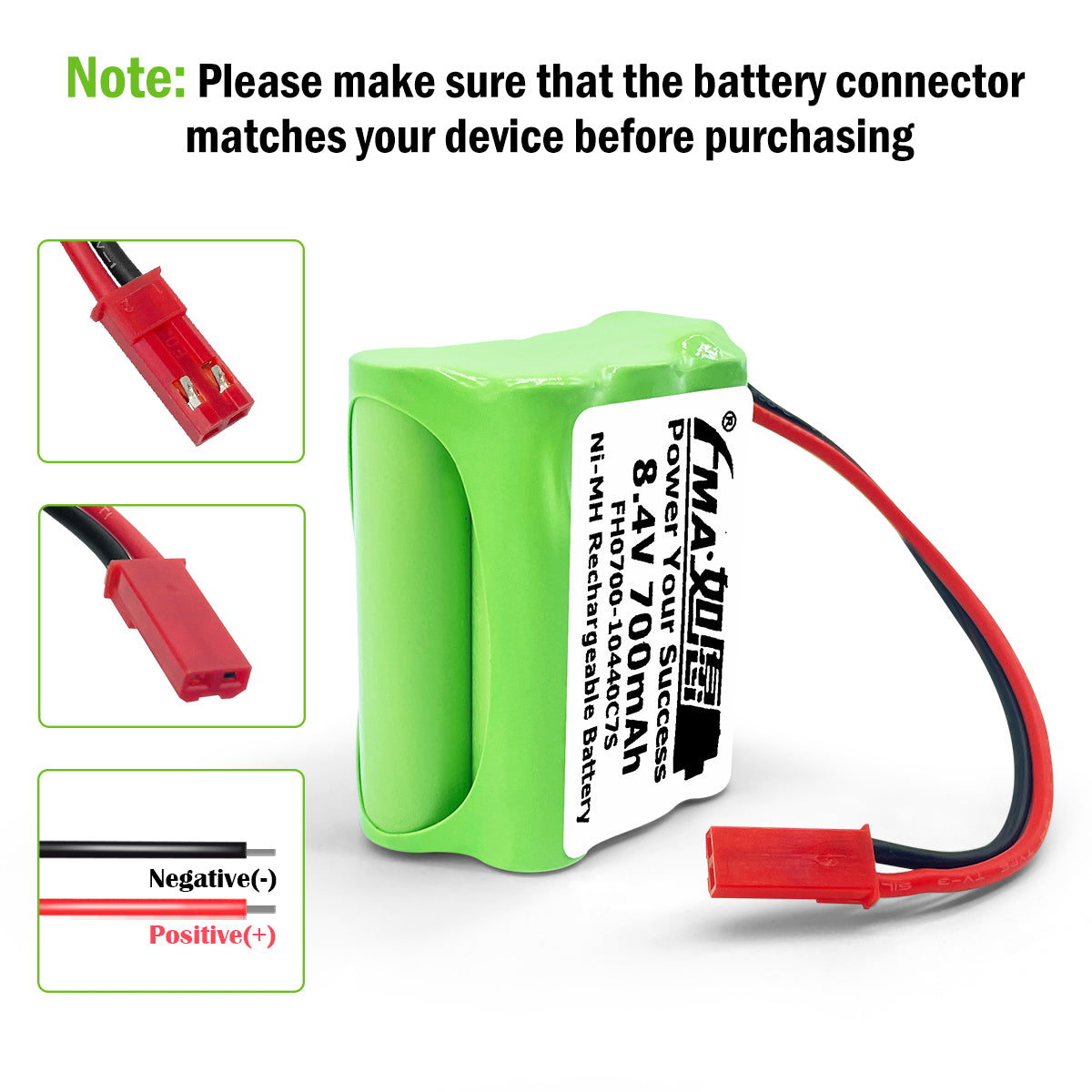 Ni-MH battery 8.4V 700mAh-Connector and polarity SYP